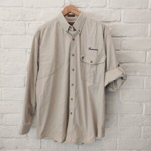 Browning Hunting Shirt Mens XL 16 Beige Padded Vented Shooting Ripstop Budweiser